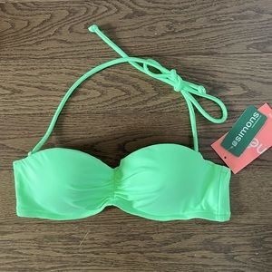 NEW Simons Neon Bandeau Swim Top - Underwire & Push-Up Cups - Removable Straps